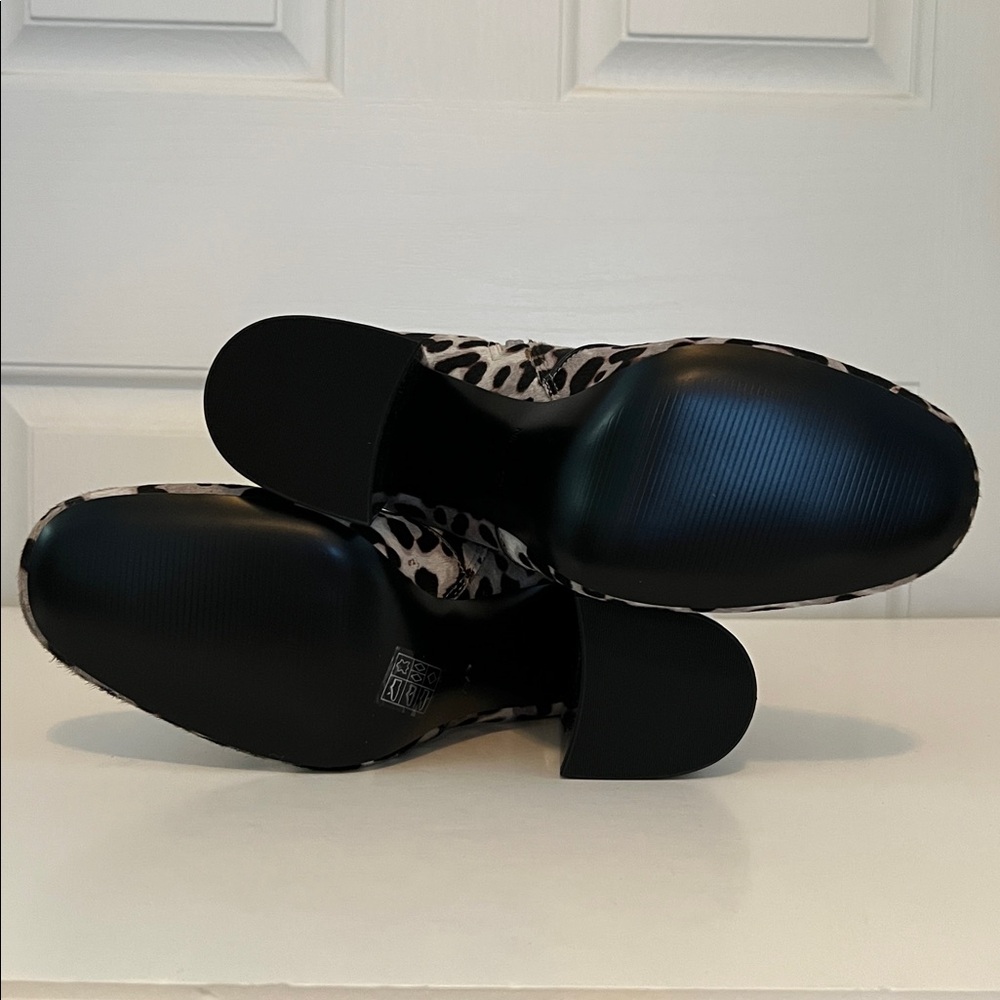 Nine West Jilene Black/Grey Leopard Print Boots Size 10 - Picture 9 of 9